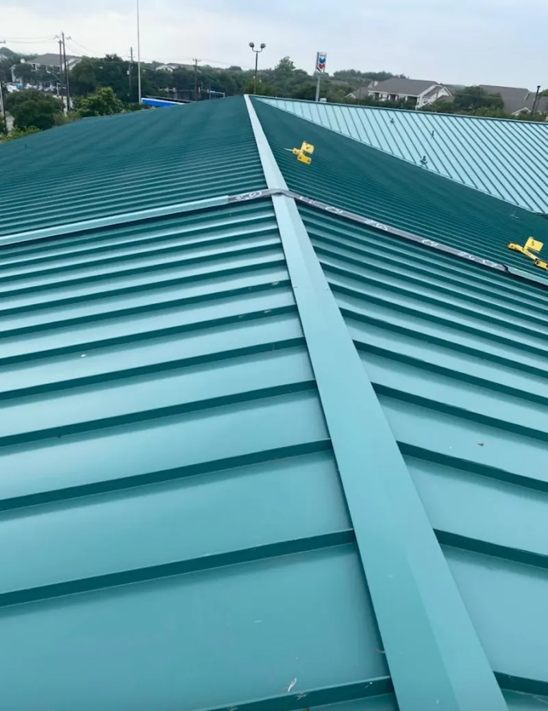 Green commercial metal roof ridge and valley for Metal Roof Repair in Groveport